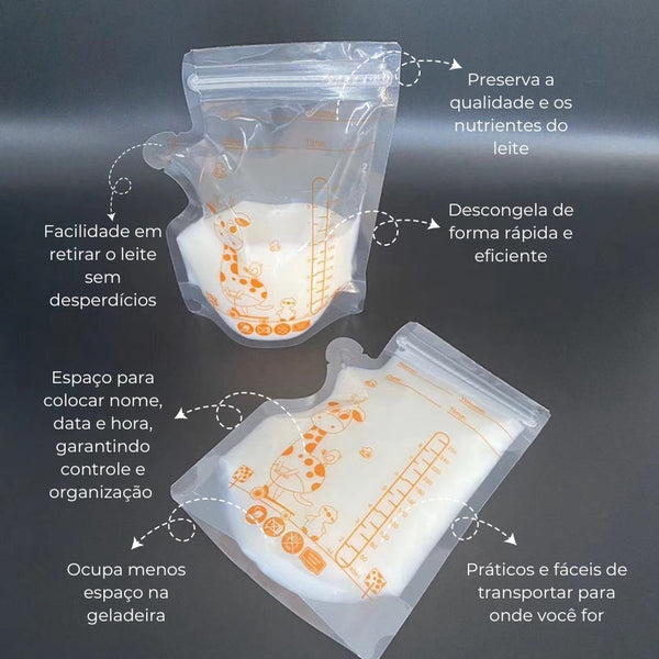 Sacos para Armazenamento de Leite Materno – 250mL com Vedação Segura